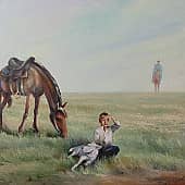 В степи.