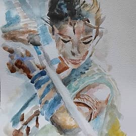 Самурайка. Набросок акварелью