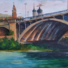 Чернавский мост. Вид на здание ЮВЖД и Благовещенский собор