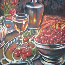 Натюрморт с вишнями.