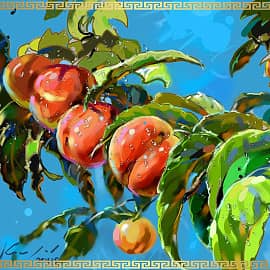 Веточка с персиками