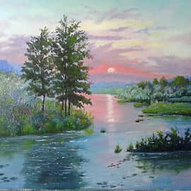 "Закат на озере"