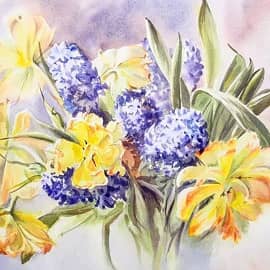 Мой весенний букет. Тюльпаны и гиацинты