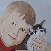 Портрет мальчика с котёнком