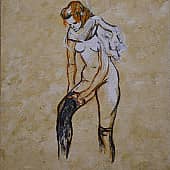 Копия рисунка Анри де Тулуз-Лотрека "Женщина надевающая чулок"