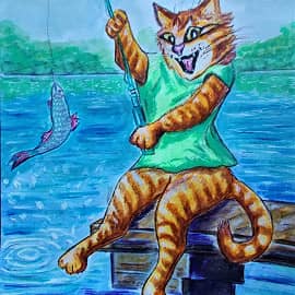 Кот - рыболов.