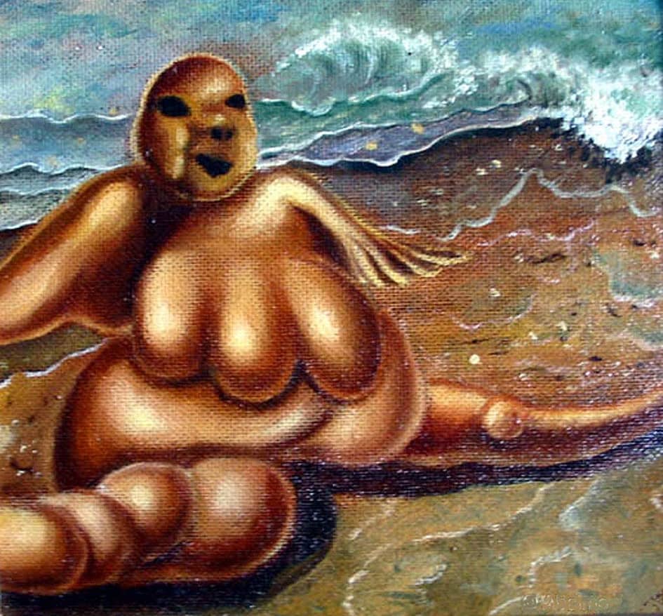 Надувной мужчина на пляже  The inflatable Man on the Beach