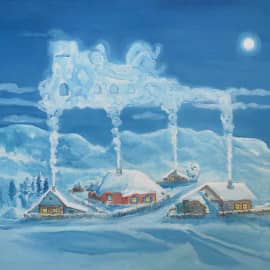 Зимний вечер в деревне.