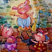 Три поросёнка. Иллюстрация.
