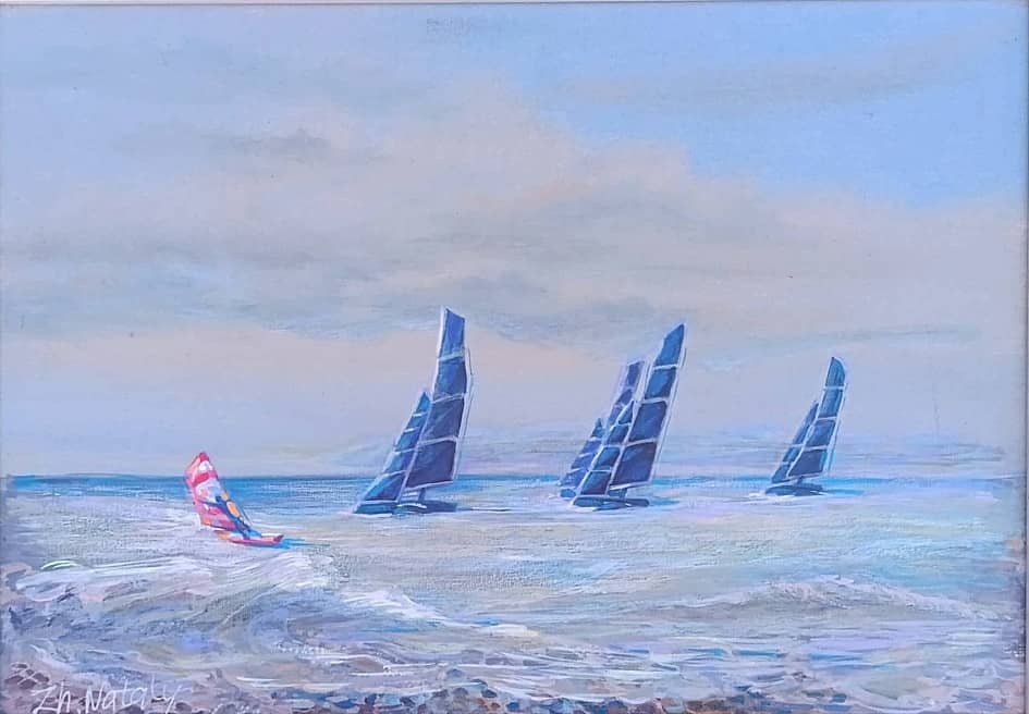 Гонка на карбоновых файловых яхтах. День.  Проект "светофизика в живописи"  ZhNataly