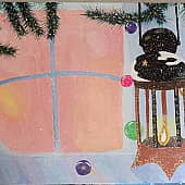 Зима, окно, фонарь...