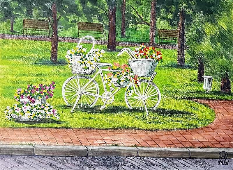 Клумба-велосипед.