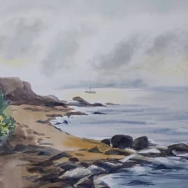 В 7 утра на пляже. туман