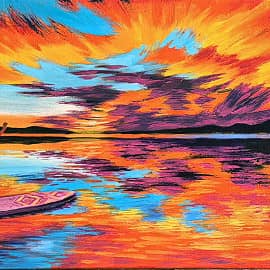 Прогулка по закатному озеру