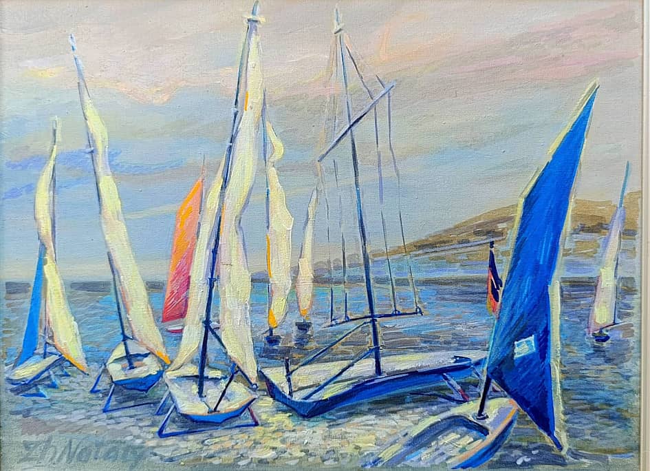 Яхты ждут спортсменов.Регата. Серия Яхт-клуб. День и ночь. Проект светофизика в живописи ZhNatal