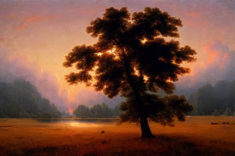 Картина "Дерево на рассвете"