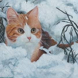 Рыжая красавица на снегу