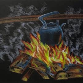 Чайник на костре. Скетч.