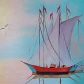 Яхты на рассвете (1), художник Миляуша