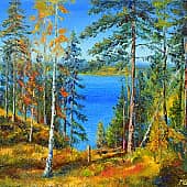 Осень на побережье финского озера