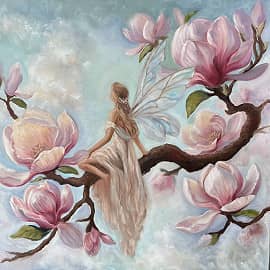 В саду больших цветущих магнолий