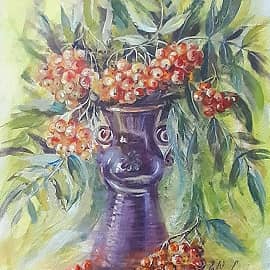 Букетик рябины красной (натурная постановка)