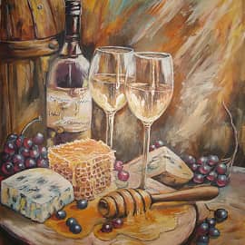 Натюрморт медом и сыром.