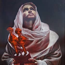 Иисус Христос молится отцу в Назаретской синагоге