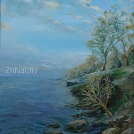 Пушкинская набережная. Таганрог. Картина маслом ZhNataly. Холстмасло 30х50