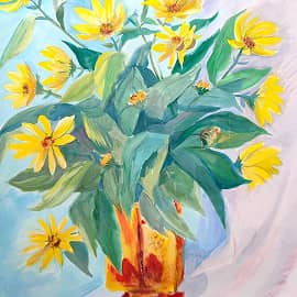 Топинамбур в красной вазе