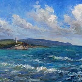 Облака над Черным морем. Маяк на мысу. Пленэр ZhNataly