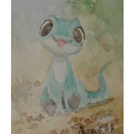 Динозаврик 2021 12.5х18   бумага акварель