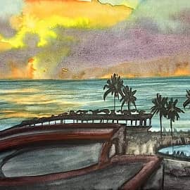 Кемер. Рассвет на море. Скетч.