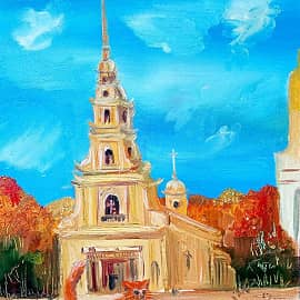 Техника: Картон, Масло 30х50см