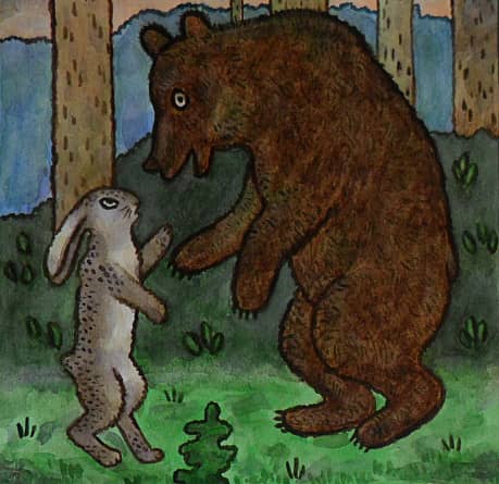 иллюстрация к сказке "лиса, заяц и петух"
