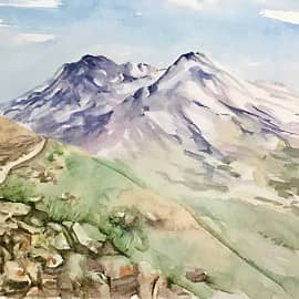 Акварель Эльбрус