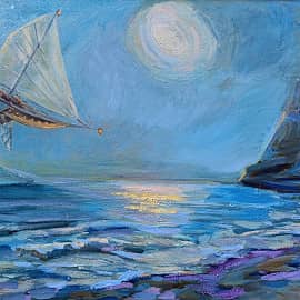 Луна, гора и летучий корабль. Проект "сказочные миры ZhNataly"