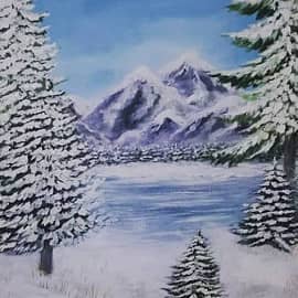 Зимний гoрный пейзаж