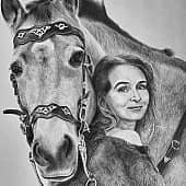 Портрет жены с лошадкой, художник Владислав