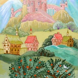 Маленькая птичка на мандариновом дереве