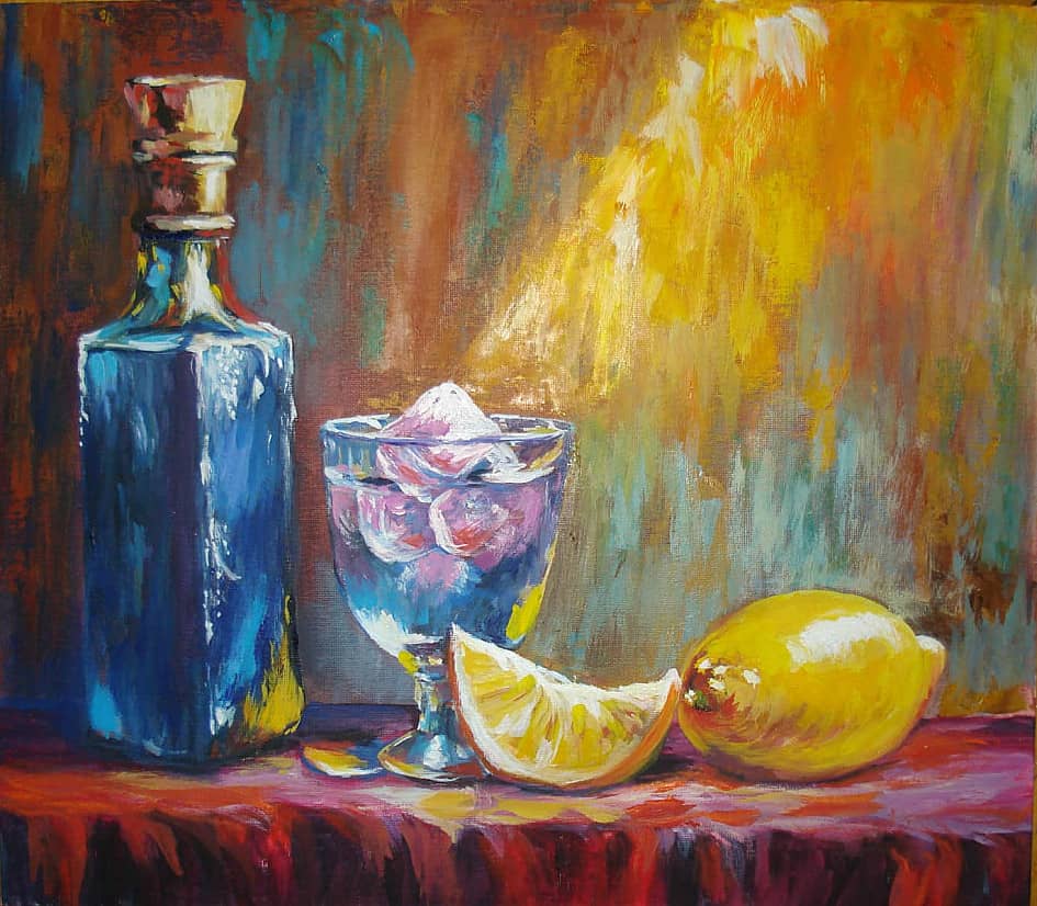 Сине желтый натюрморт.