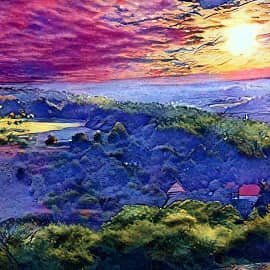 Холмы на закате.