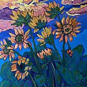 Рассвет и подсолнухи