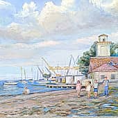 Набережная. Яхт-клуб. Живопись ZhNataly