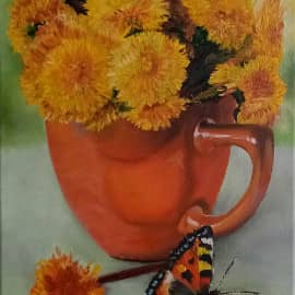 Натюрморт с одуванчиками и Пожарницей