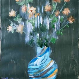 Мои хризантемы. Картина написана на бумаге для акрила