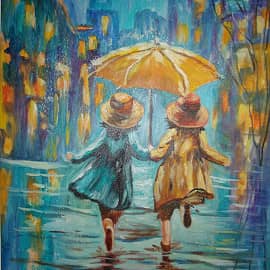 Под дождем.