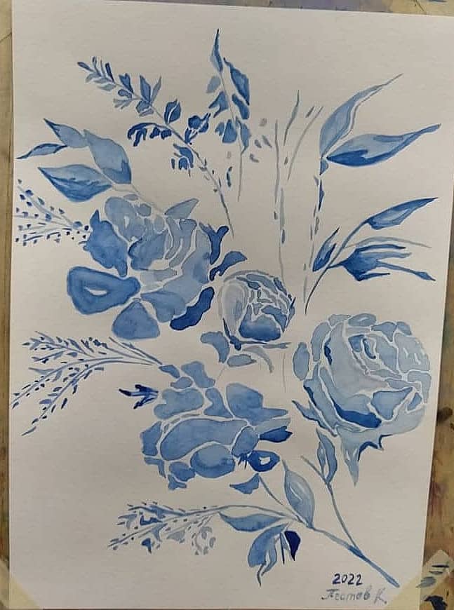 Розы в синем