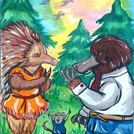 Ехидна и утконос выясняют у кого красивый нос