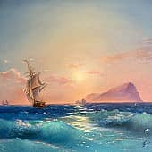 вольная копия с картины Айвазовского "Искья на закате"